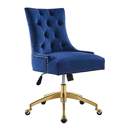 Modway Regent Tufted Performance Velvet Swivel Office Chair in Gold Navy