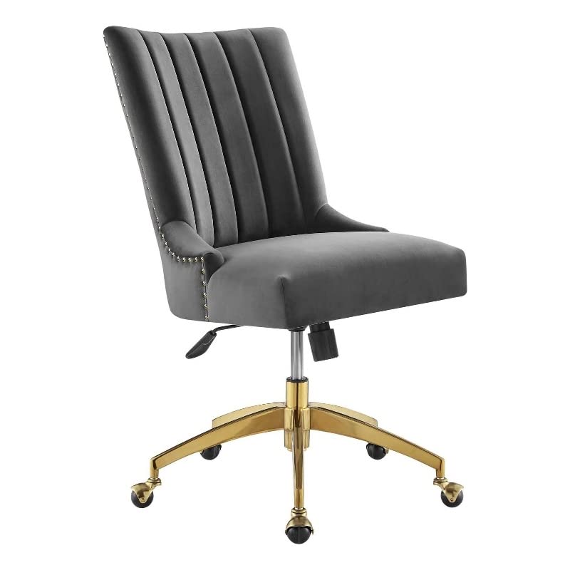 Modway Empower Channel Tufted Performance Velvet Office Chair in Gold Gray