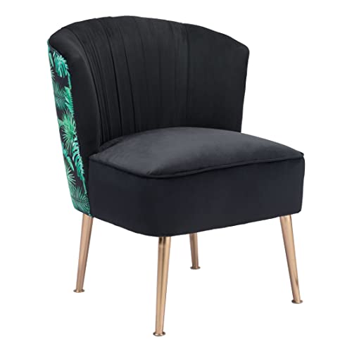 Zuo Modern - Tonya Accent Chair Black & Tropical Print - Modern - Seating - Steel, Plywood, Foam, 100% Polyester - Indoor - 32.3in Height