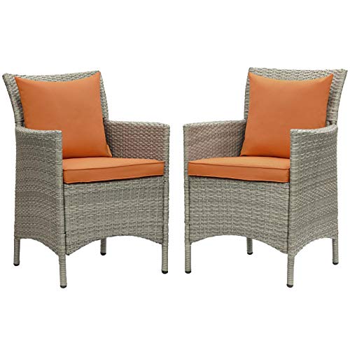 Modway Conduit Wicker Rattan Outdoor Patio Dining Arm Chair with Cushion