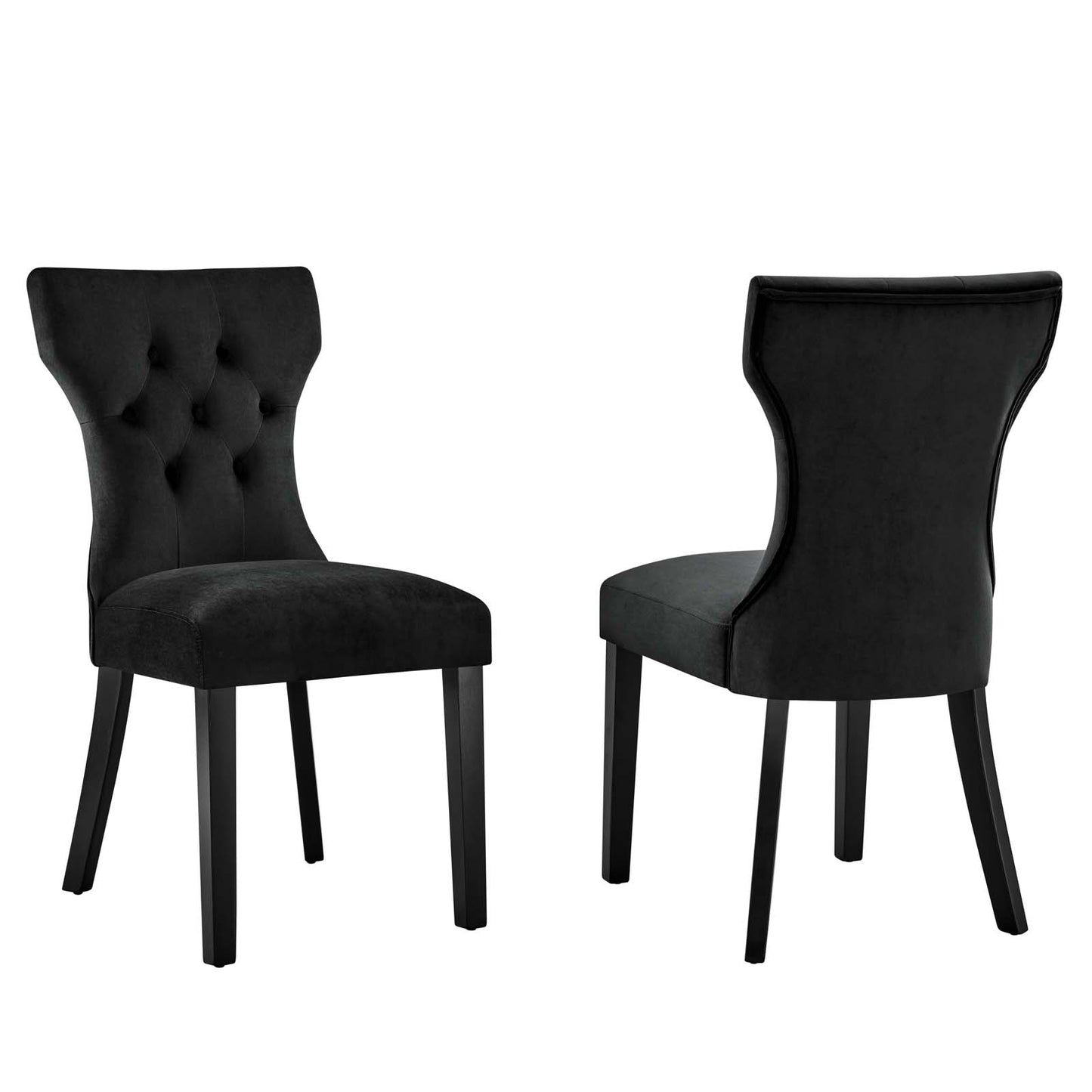 Modway Silhouette Velvet Set of 2 Dining Chairs with Black Finish EEI-5014-BLK