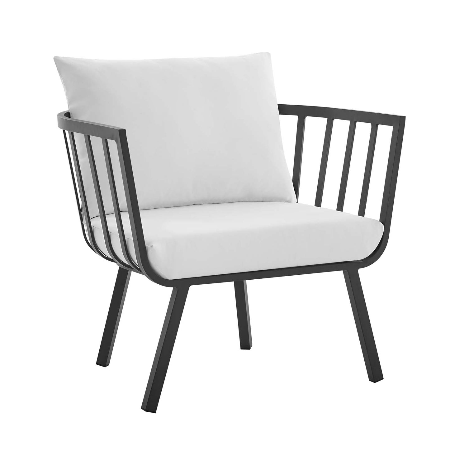 Modway Riverside Aluminum Patio Armchair in Gray and White (Set of 2)