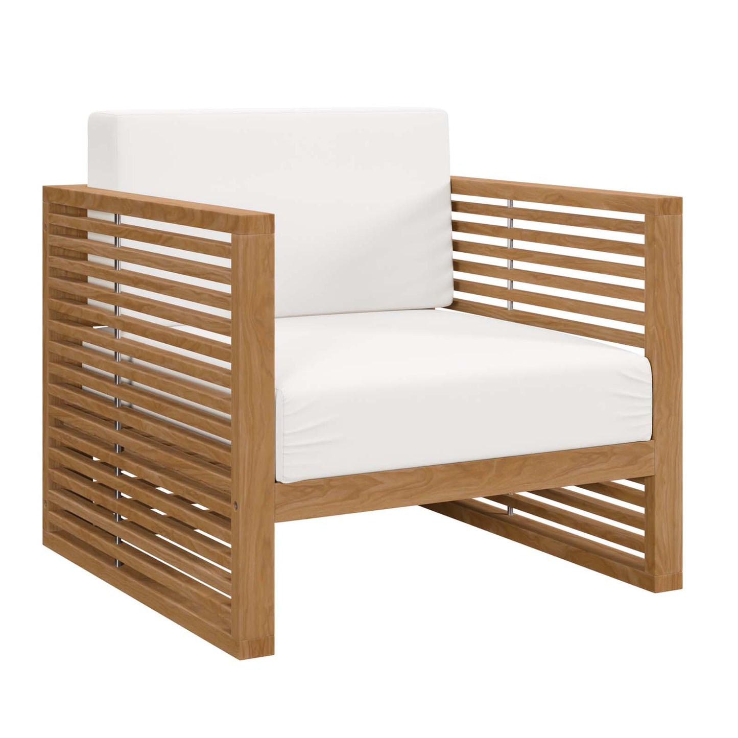 Modway Natural Carlsbad Teak Wood Outdoor Patio Armchair EEI-5606-NAT-WHI