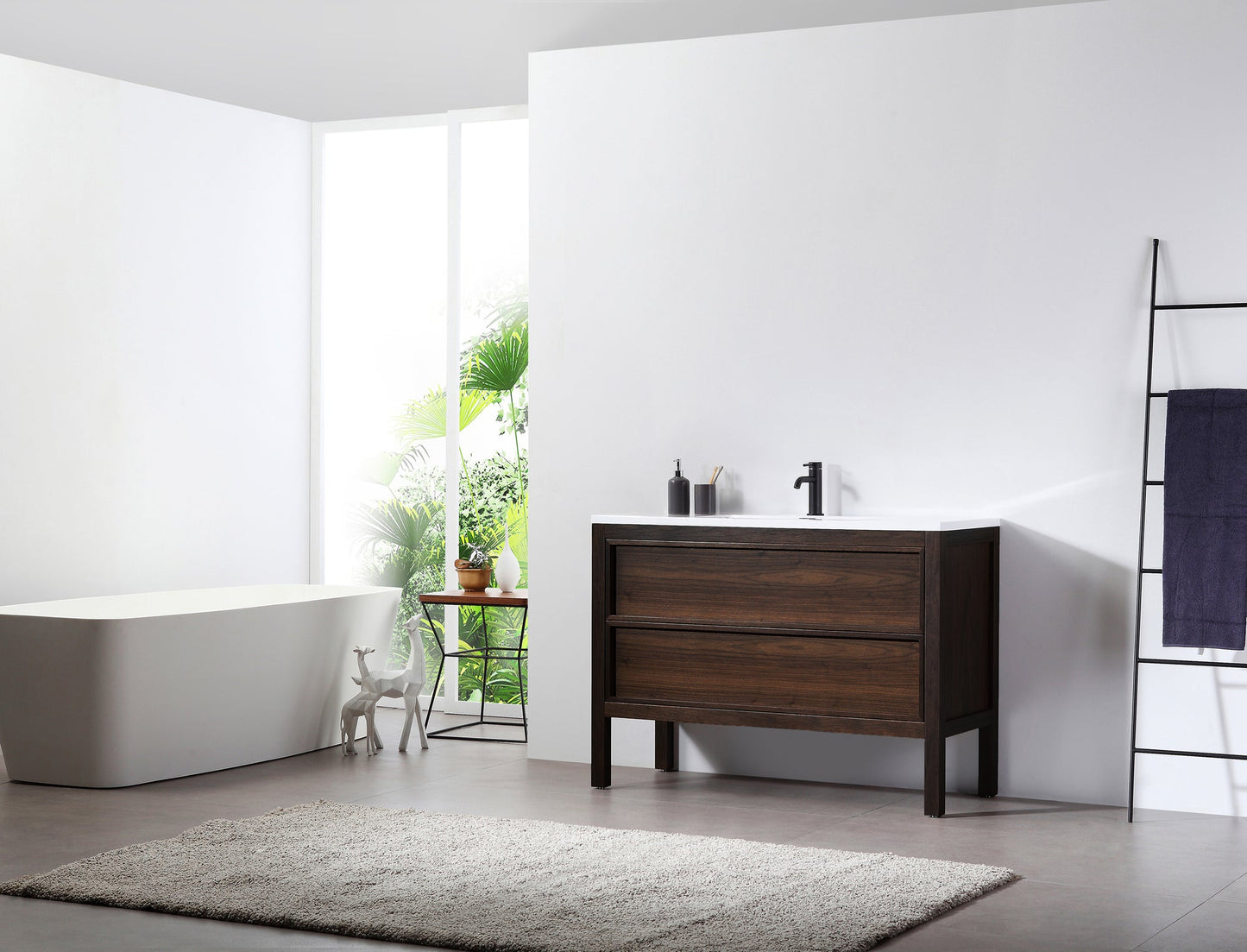 ANNECY 48” DARK WALNUT FREESTANDING MODERN BATHROOM VANITY