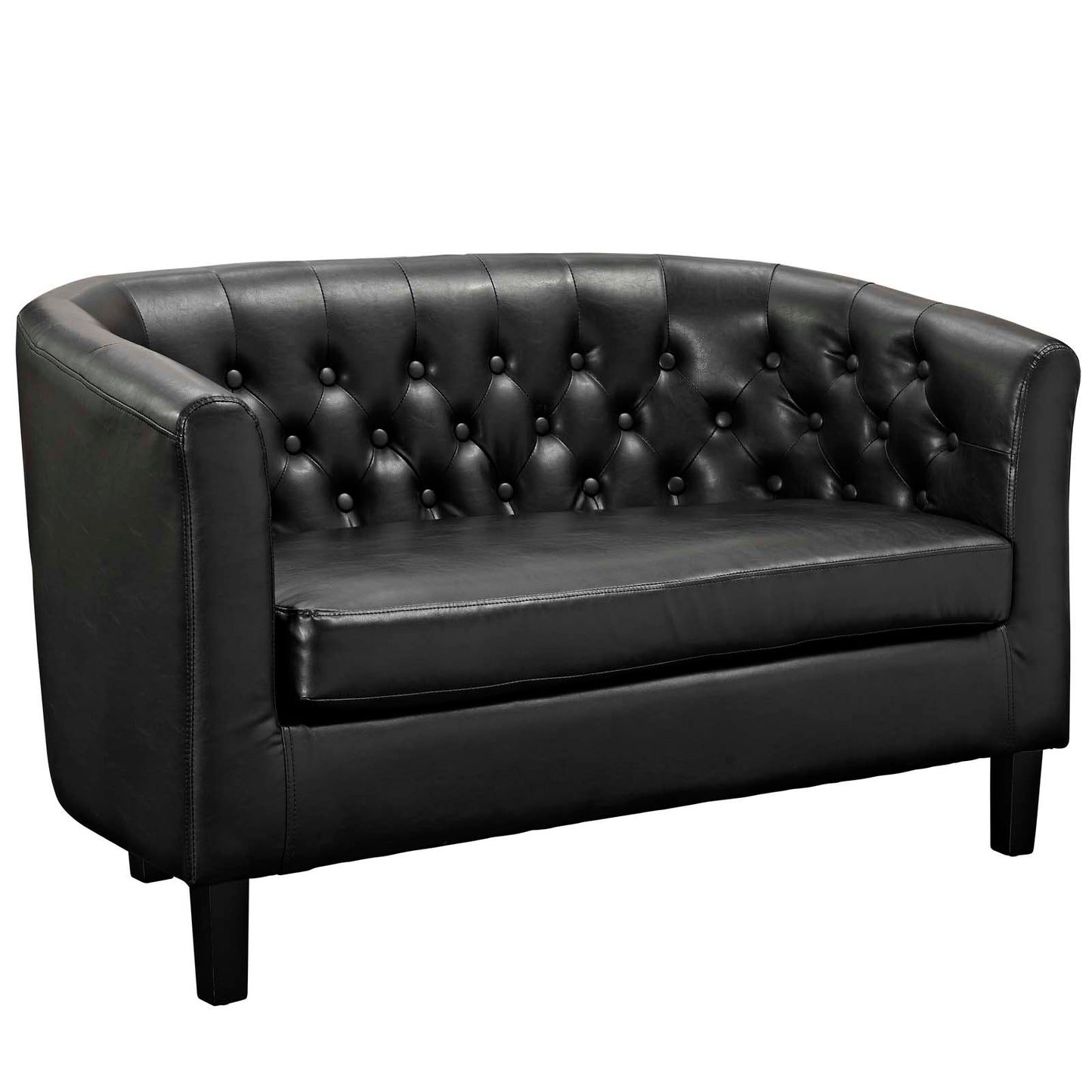 Modway Prospect Upholstered Vinyl Loveseat and Armchair Set in Black