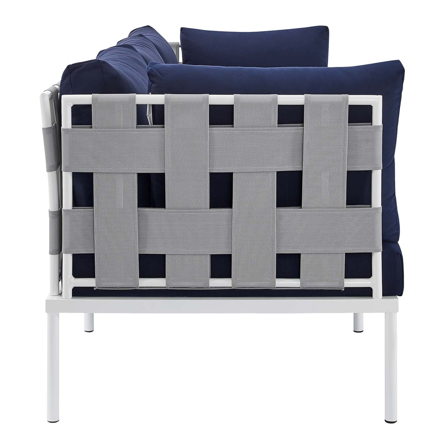 Modway EEI-4968-GRY-NAV Harmony Sunbrella Gray Navy Outdoor Patio Aluminum Sofa