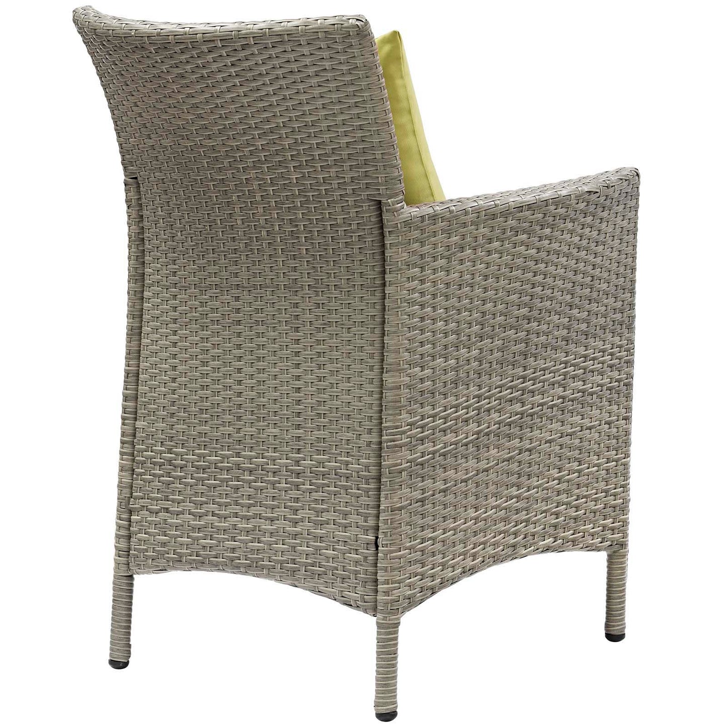 Modway Conduit Rattan Patio Dining Arm Chair in Gray and Peridot (Set of 2)