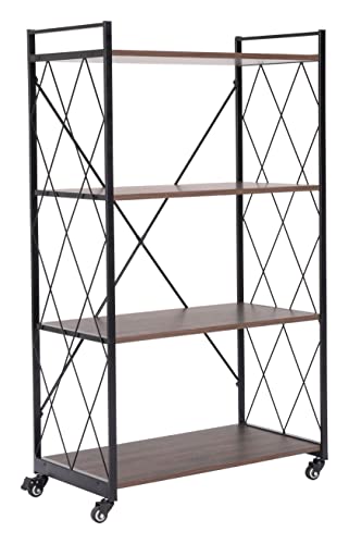 Zuo Modern - Romania Shelf Walnut & Black - Modern - Living - Storage - 110 lbs. Weight Capacity - Swivel - Wheels - Steel - MDF - MDF Wood - Powder Coated - Indoor - Brown - Assembly Required