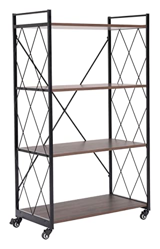 Zuo Modern - Romania Shelf Walnut & Black - Modern - Living - Storage - 110 lbs. Weight Capacity - Swivel - Wheels - Steel - MDF - MDF Wood - Powder Coated - Indoor - Brown - Assembly Required