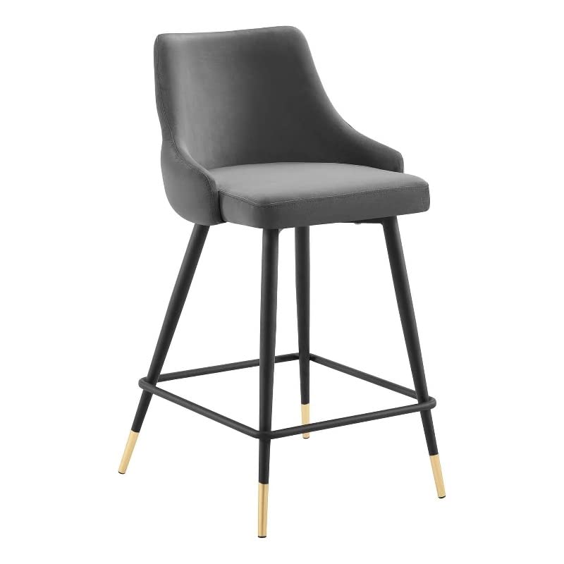 Modway Adorn Tufted Performance Velvet Counter Bar Stool in Gray