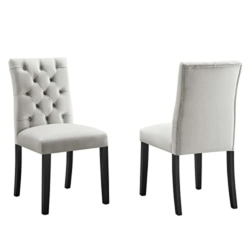 Modway Duchess Velvet Set of 2 Dining Chair with Light Gray Finish EEI-5011-LGR