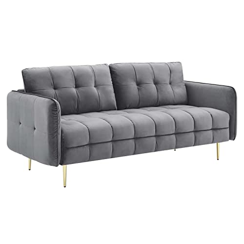 Modway Cameron Tufted Performance Velvet Sofa in Gray