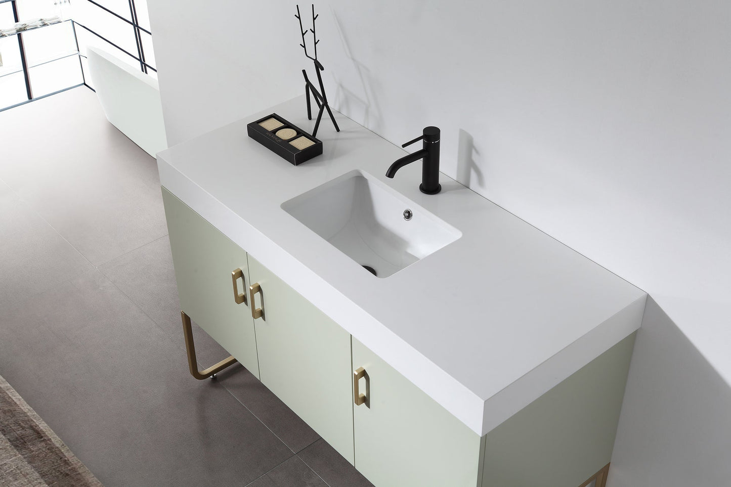 VEEMON 48” PINE MIST DUAL MOUNT MODERN BATHROOM VANITY