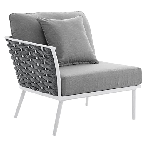 Modway Stance Patio Left-Facing Armchair in White Gray Finish EEI-5565-WHI-GRY