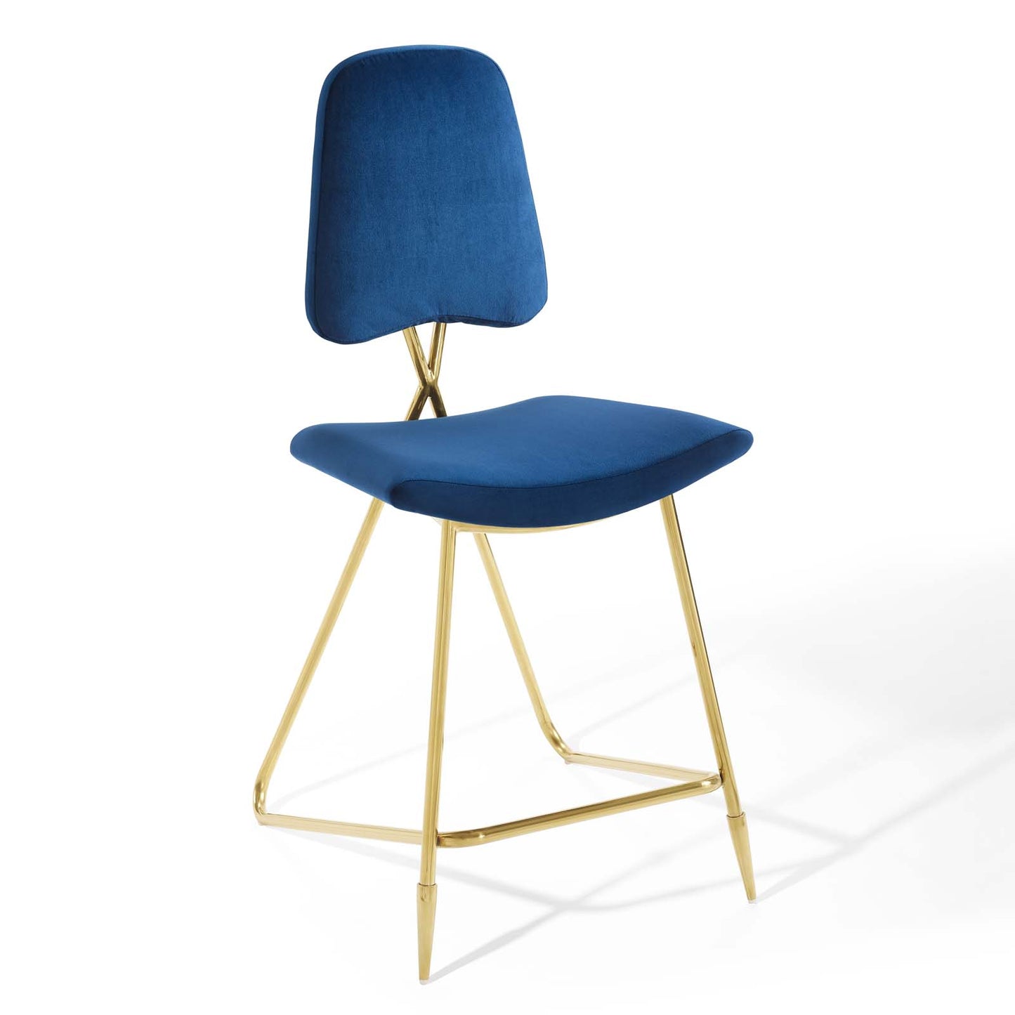 Modway Ponder Counter Stool Performance Velvet Set of 2 in Navy