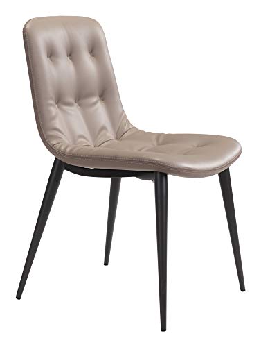 Zuo Modern Tangiers Dining Chair Set Steel, Foam, Faux Leather Taupe, Dark Gray Indoor Weight Capacity 280 lbs Dimensions: 19.9" W x 24" D x 34.4" H Pack of 2