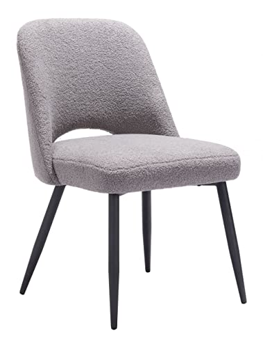 Zuo Modern Teddy Dining Chair, Gray, Matte Black