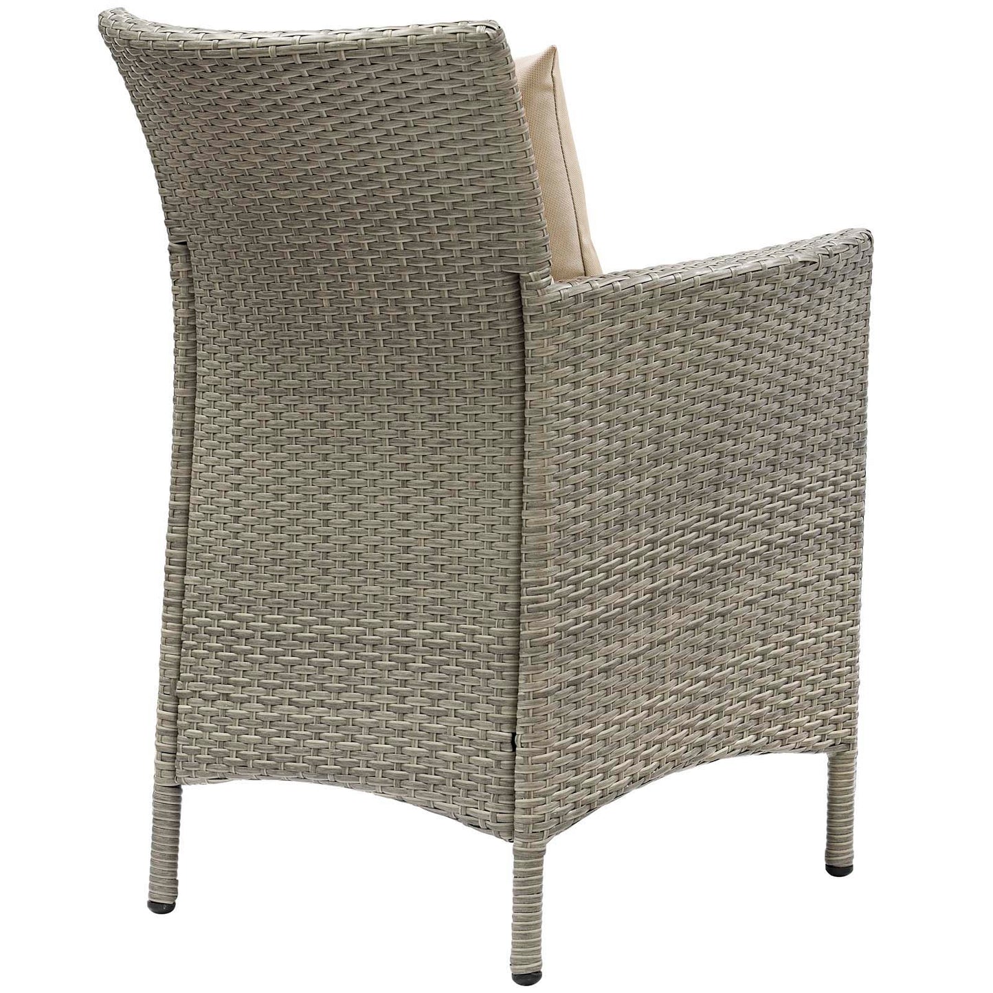 Modway Conduit Wicker Rattan Patio Dining Arm Chair in Gray and Beige (Set of 2)