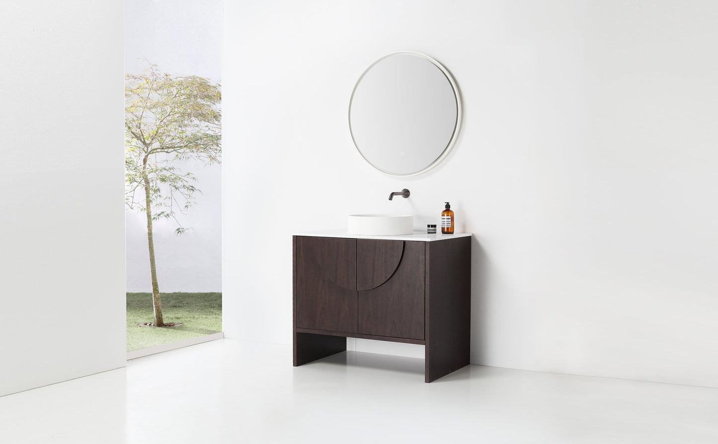 CELLE 36” DARK WALNUT FREESTANDING MODERN BATHROOM VANITY