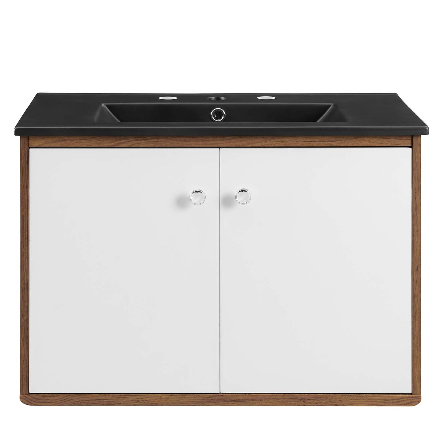 Modway Transmit 30" Wall-Mount Bathroom Vanity in Walnut Black