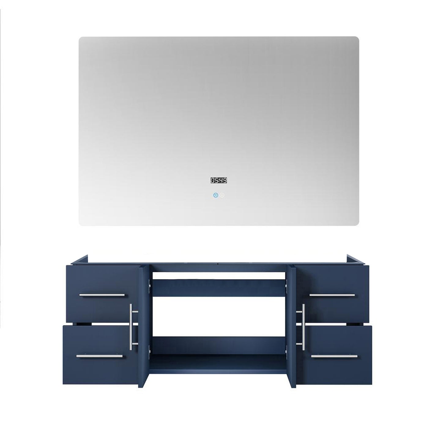 Geneva 48" Navy Blue Single Vanity, no Top and 48" LED Mirror