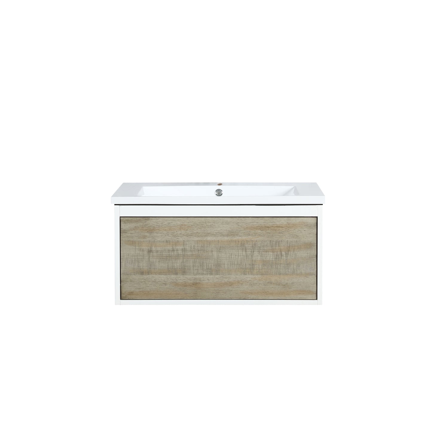 Scopi 30" Rustic Acacia Bathroom Vanity and Acrylic Composite Top with Integrated Sink