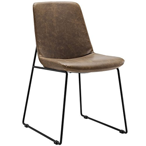 Modway Invite Dining Vinyl Side Chair in Brown