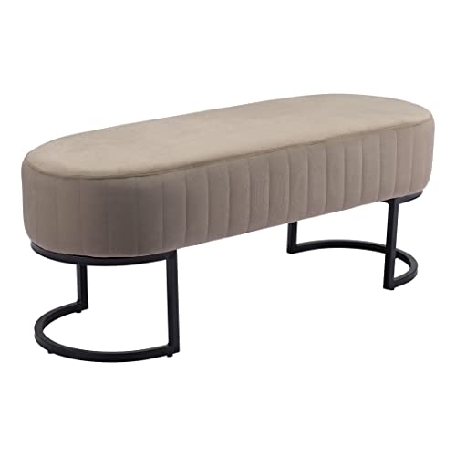 Zuo Modern - Nardo Bench Beige - Modern - Seating - Steel, Plywood, Foam, 100% Polyester - Indoor - 18.1in Height