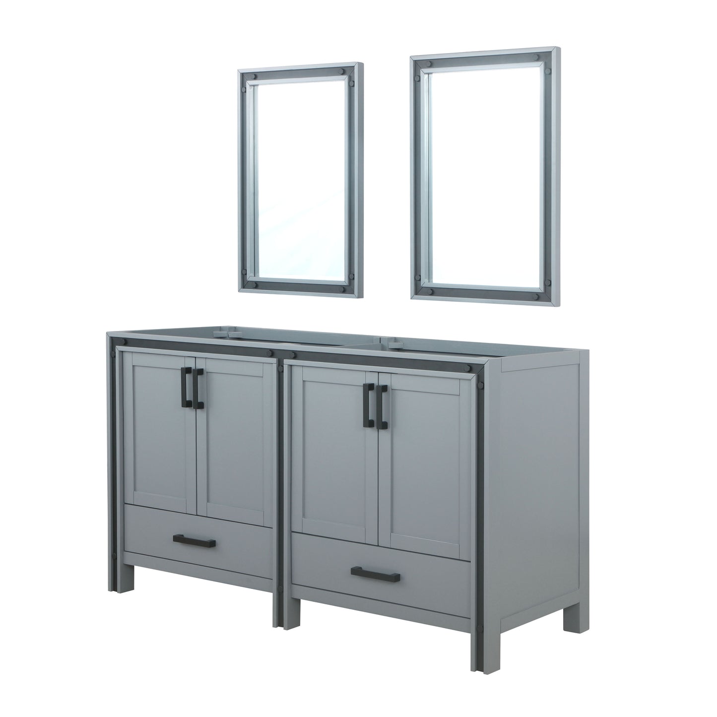 Ziva 60" Dark Grey Double Vanity, no Top and 22" Mirrors