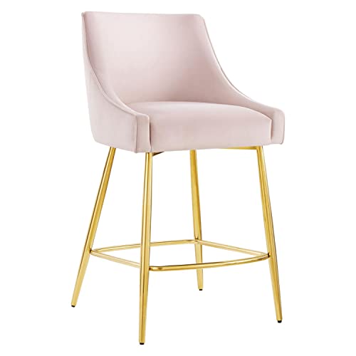 Modway Discern Performance Velvet Counter Stool with Pink Finish EEI-5474-PNK