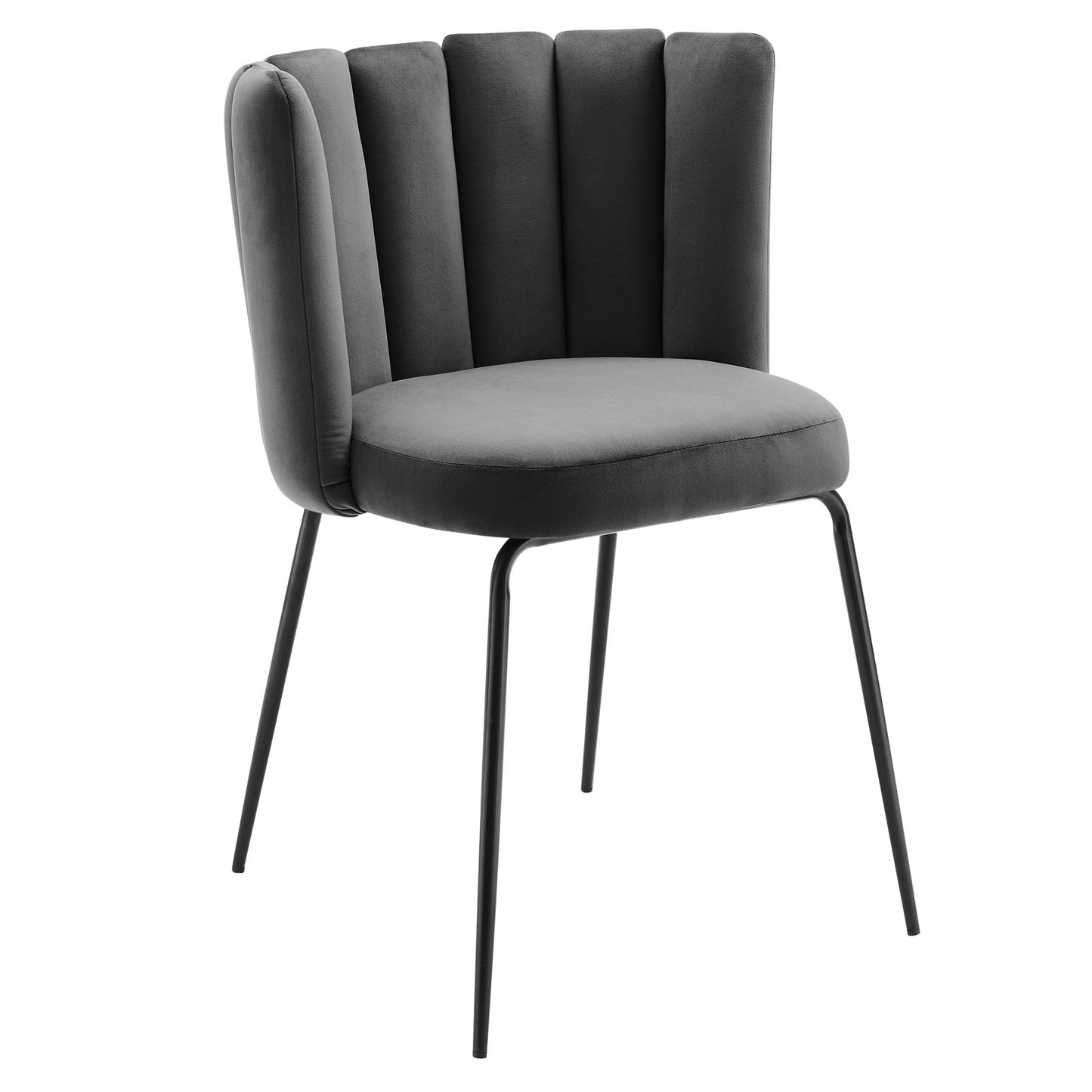 Modway Virtue Performance Velvet Dining Chairs in Black Gray-Set of 2