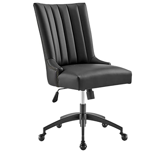 Modway Empower Channel Tufted Vegan Leather Office Chair Black 27 x 22 x 38.5