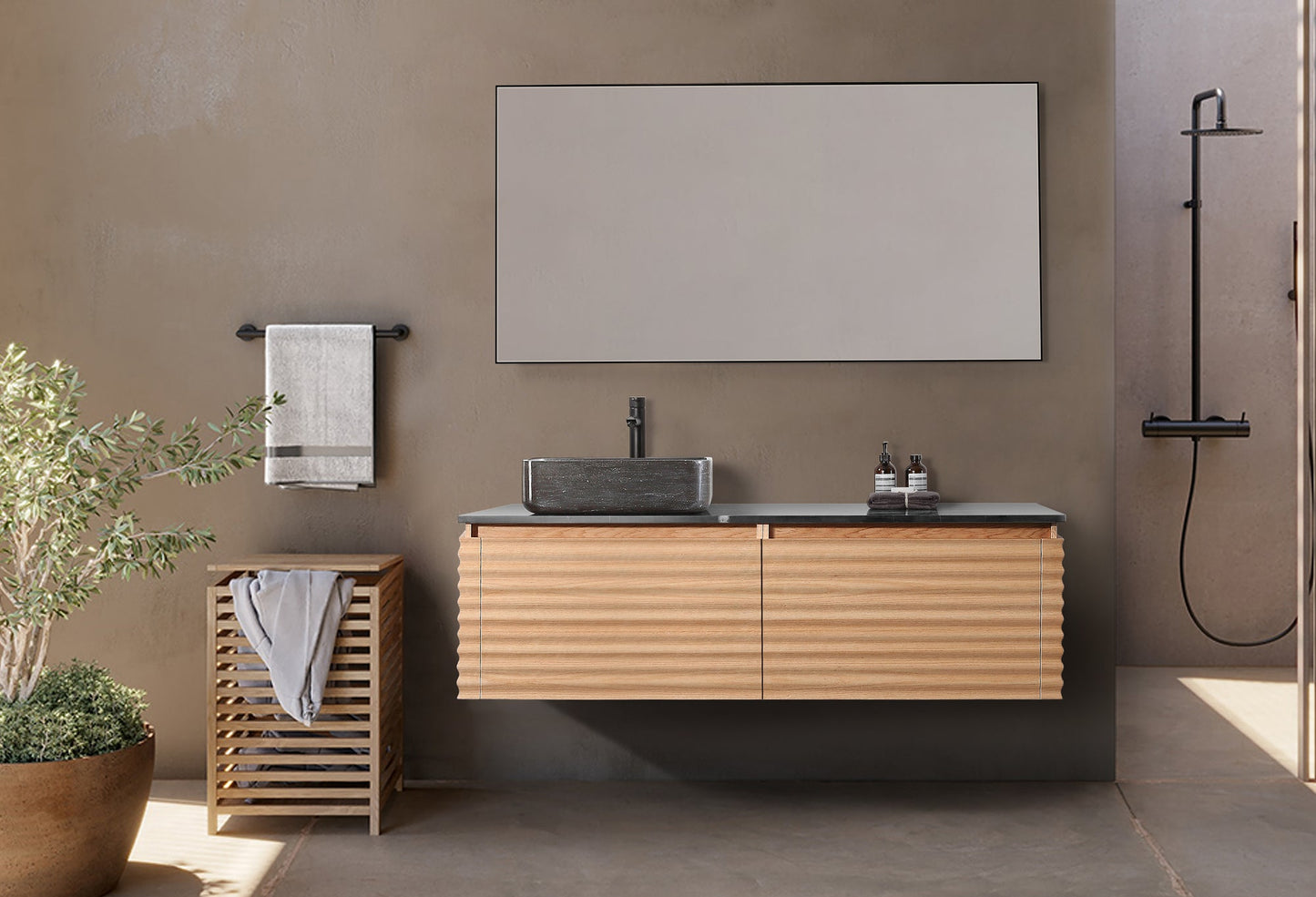 OCALA 60” MAPLE WALL MOUNT MODERN BATHROOM VANITY