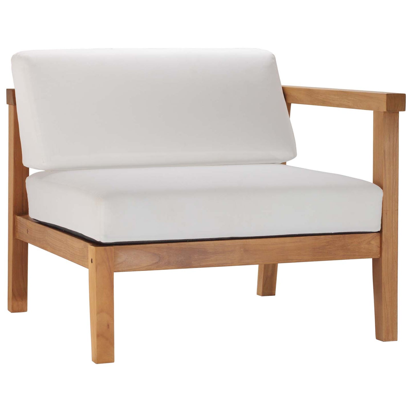 Modway EEI-4129-NAT-WHI Bayport Patio Teak Wood Right-Arm Chair, Natural White