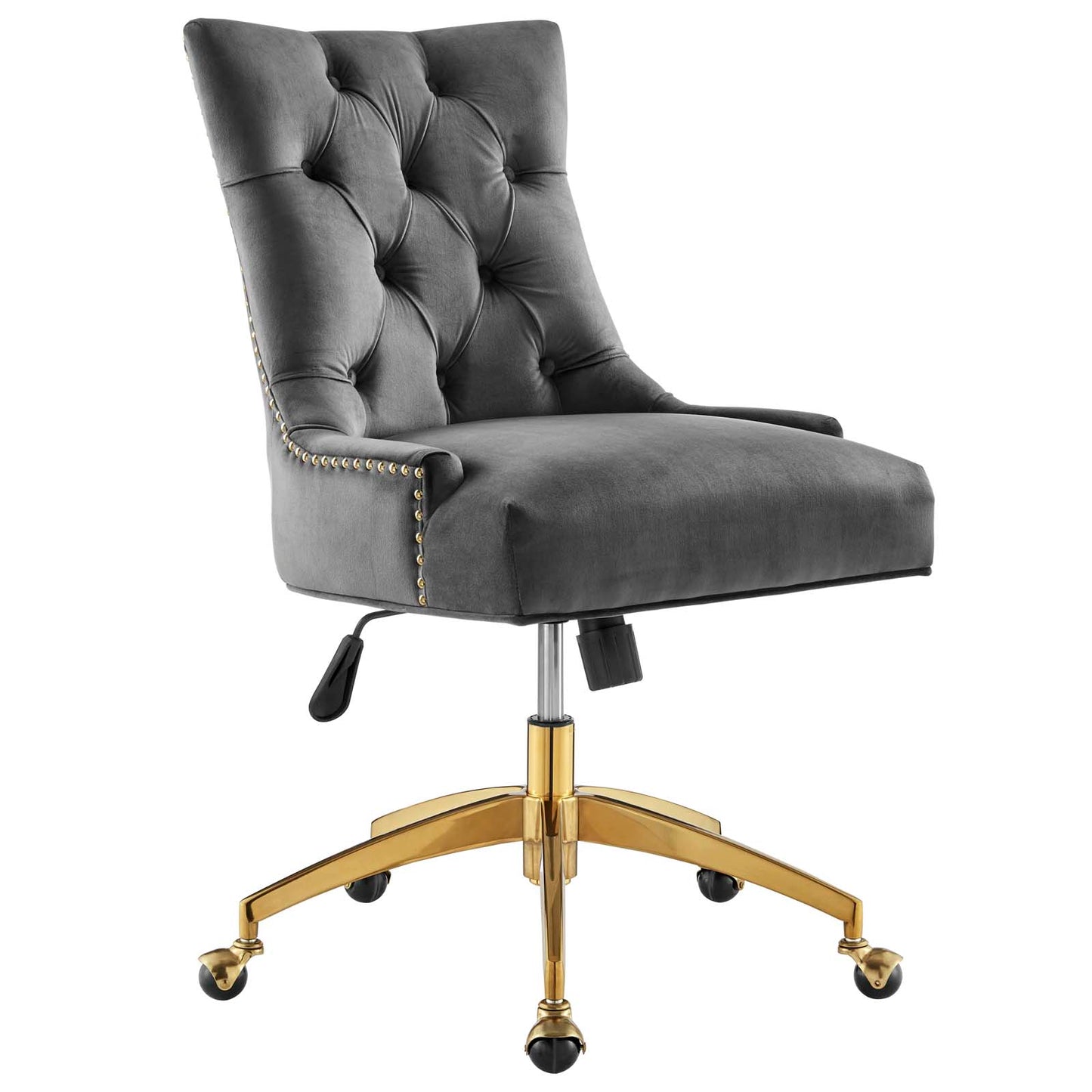 Modway Regent Tufted Performance Velvet Swivel Office Chair in Gold Gray