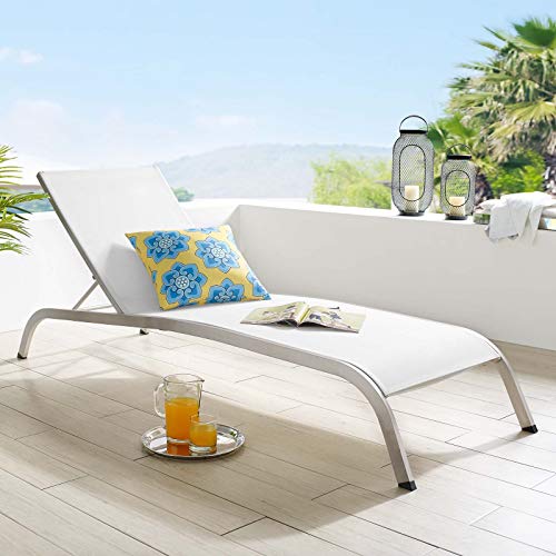 Modway Savannah Outdoor Patio Mesh Chaise Lounge Chair in White