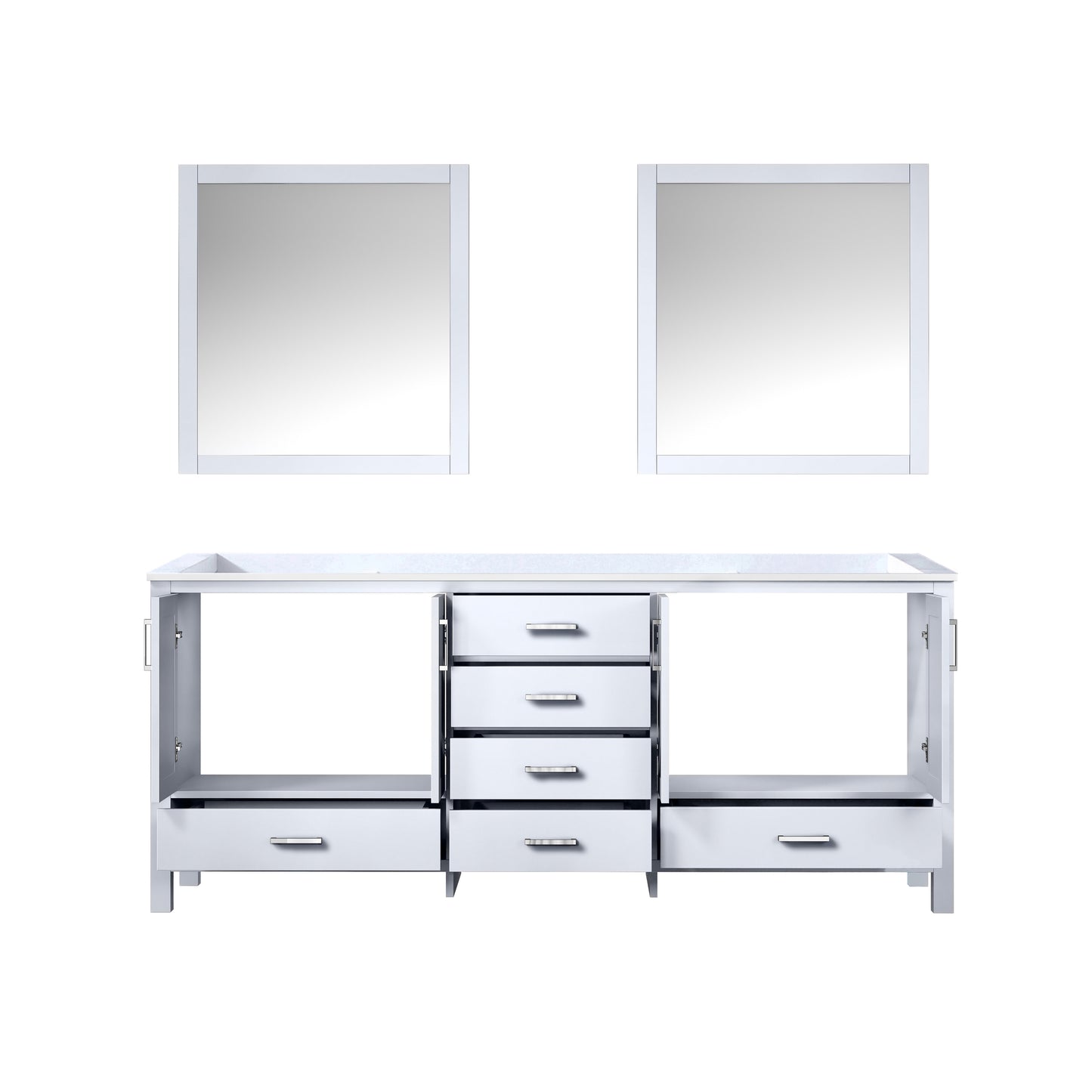 Jacques 80" White Double Vanity, no Top and 30" Mirrors