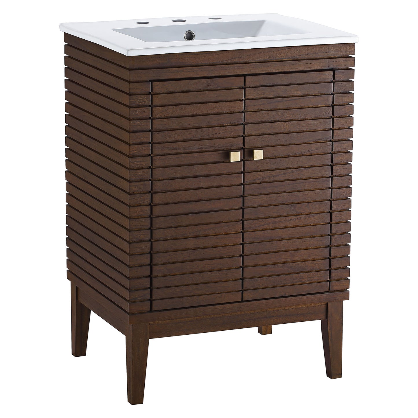 Modway EEI-5114-WAL-WHI Ledger 24" Bathroom Vanity, Walnut White