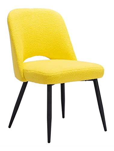 Zuo Modern Teddy Dining Chair, Yellow, Matte Black