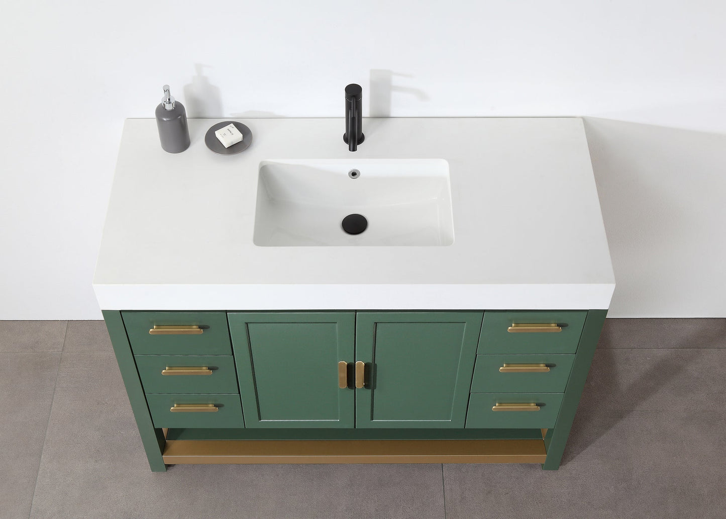 WINCHESTER 48” FOREST GREEN FREESTANDING MODERN BATHROOM VANITY (WHITE COUNTERTOP)