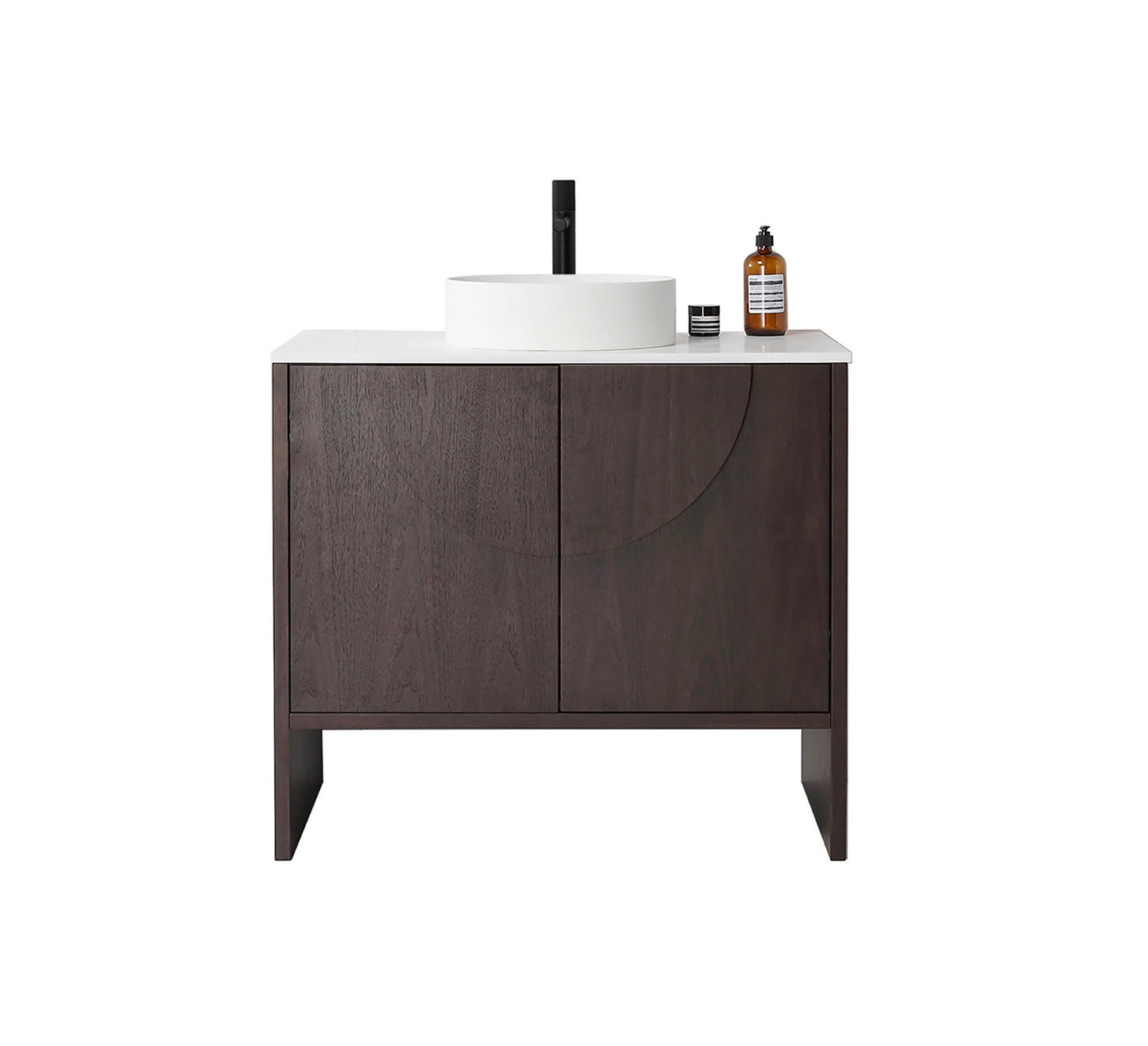 CELLE 36” DARK WALNUT FREESTANDING MODERN BATHROOM VANITY