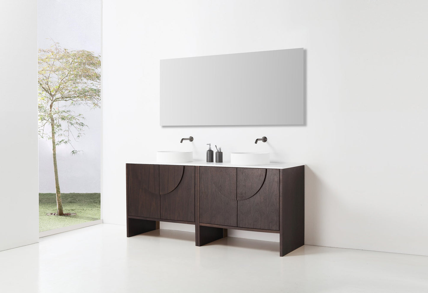 CELLE 72” DARK WALNUT FREESTANDING MODERN BATHROOM VANITY