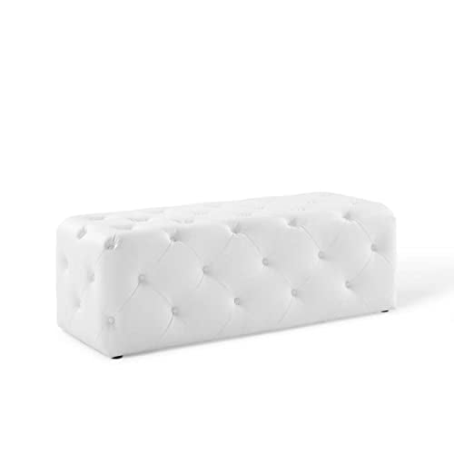 Modway EEI-3775-WHI Anthem Tufted Button Square Faux Leather Ottoman