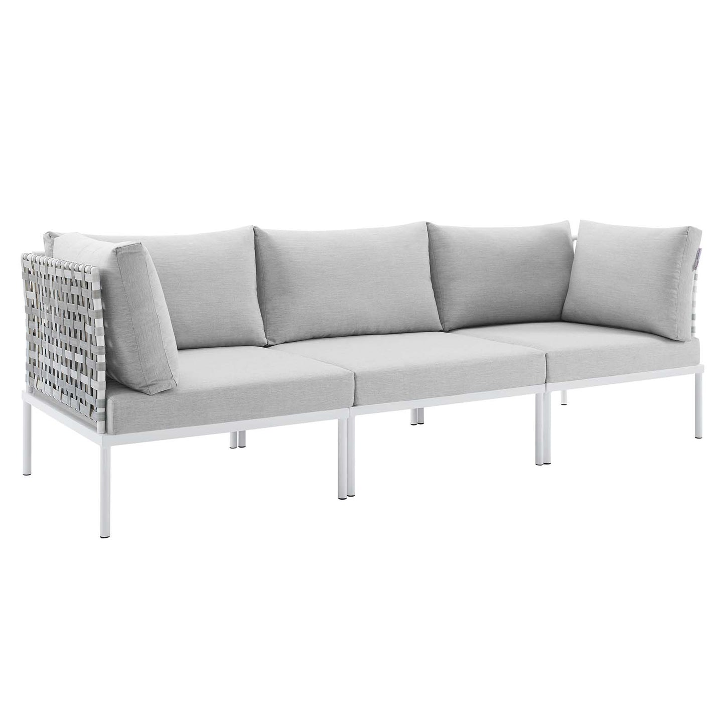 Modway EEI-4965-TAU-GRY Harmony Sunbrella Basket Weave Taupe Gray Outdoor Patio Aluminum Sofa