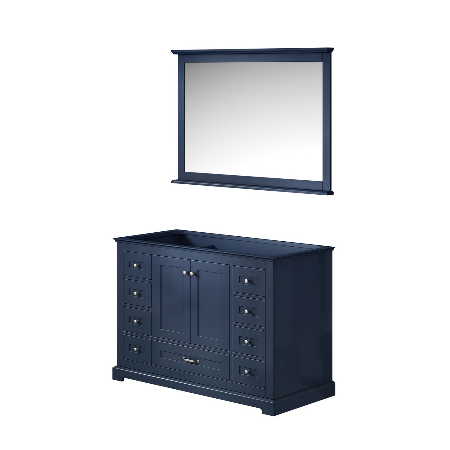 Dukes 48" Navy Blue Single Vanity, no Top and 46" Mirror