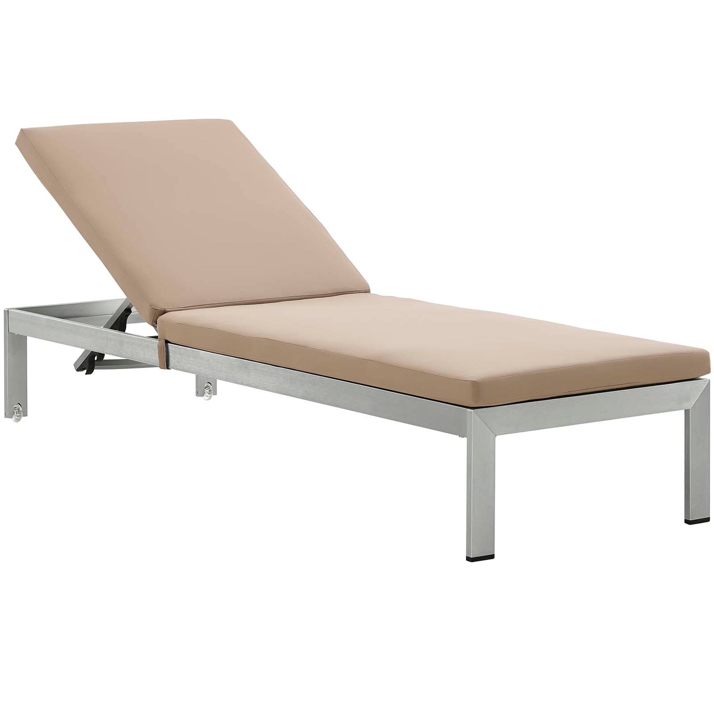 Modway EEI-4501-SLV-MOC Shore Patio Aluminum Outdoor Chaise, Silver Mocha