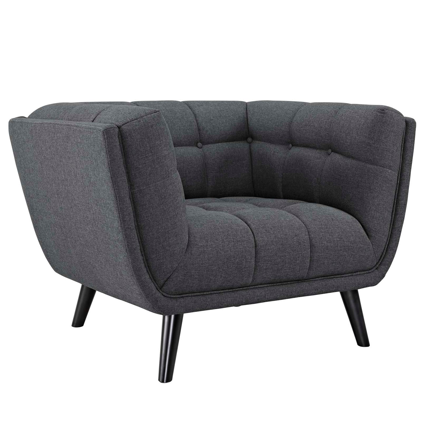 Bestow Mid-Century Modern Upholstered Fabric Button-Tufted Chair