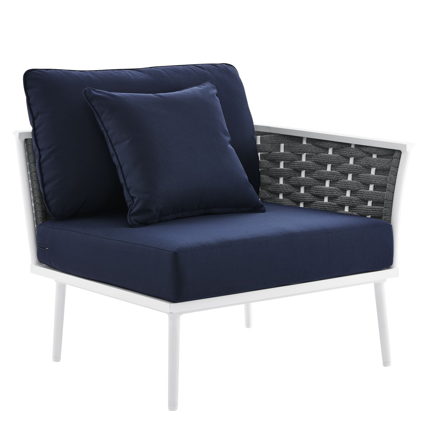 Modway Stance Patio Right-Facing Armchair in White Navy Finish EEI-5566-WHI-NAV