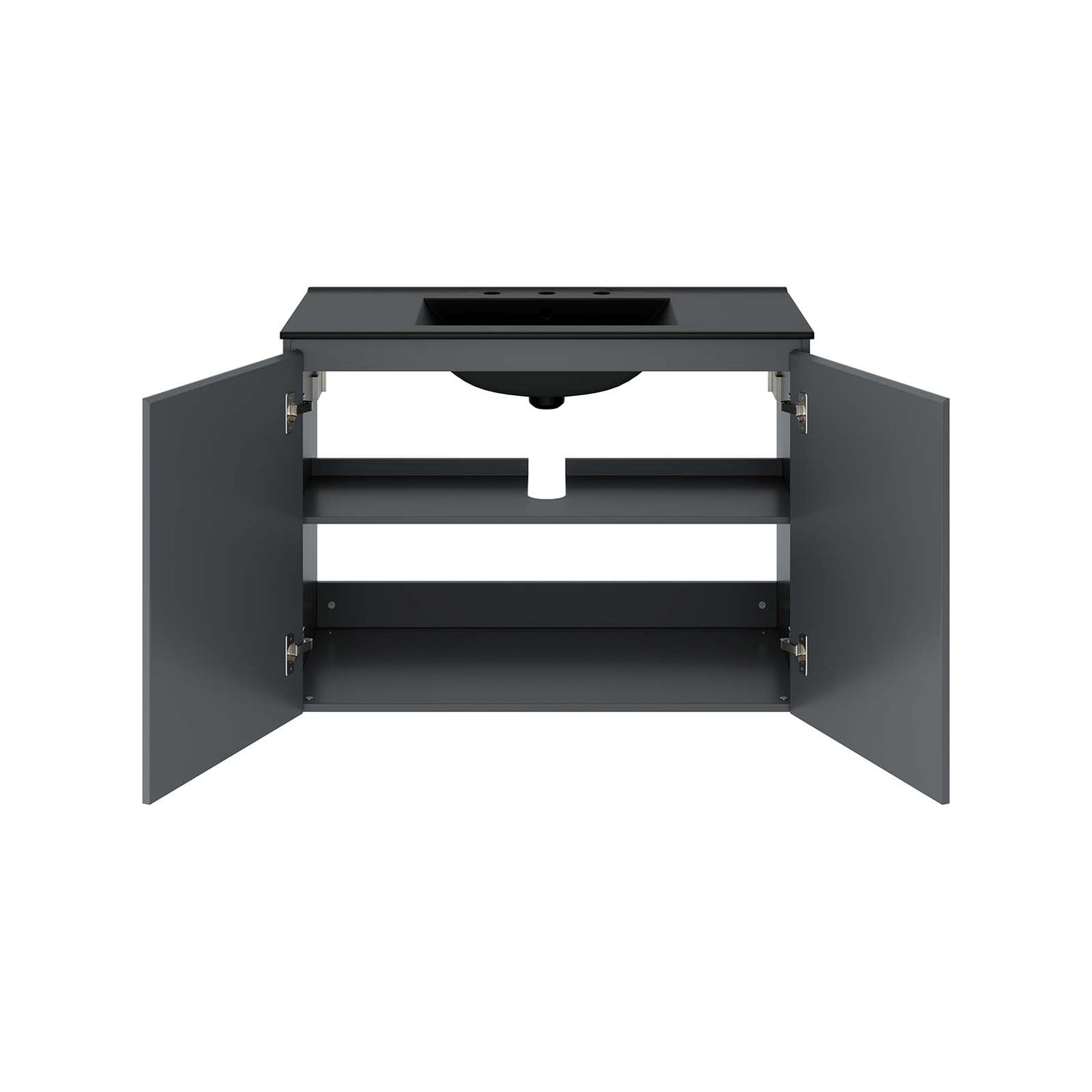 Modway Gray and Black Bryn Wall-Mount Bathroom Vanity EEI-5779-GRY-BLK