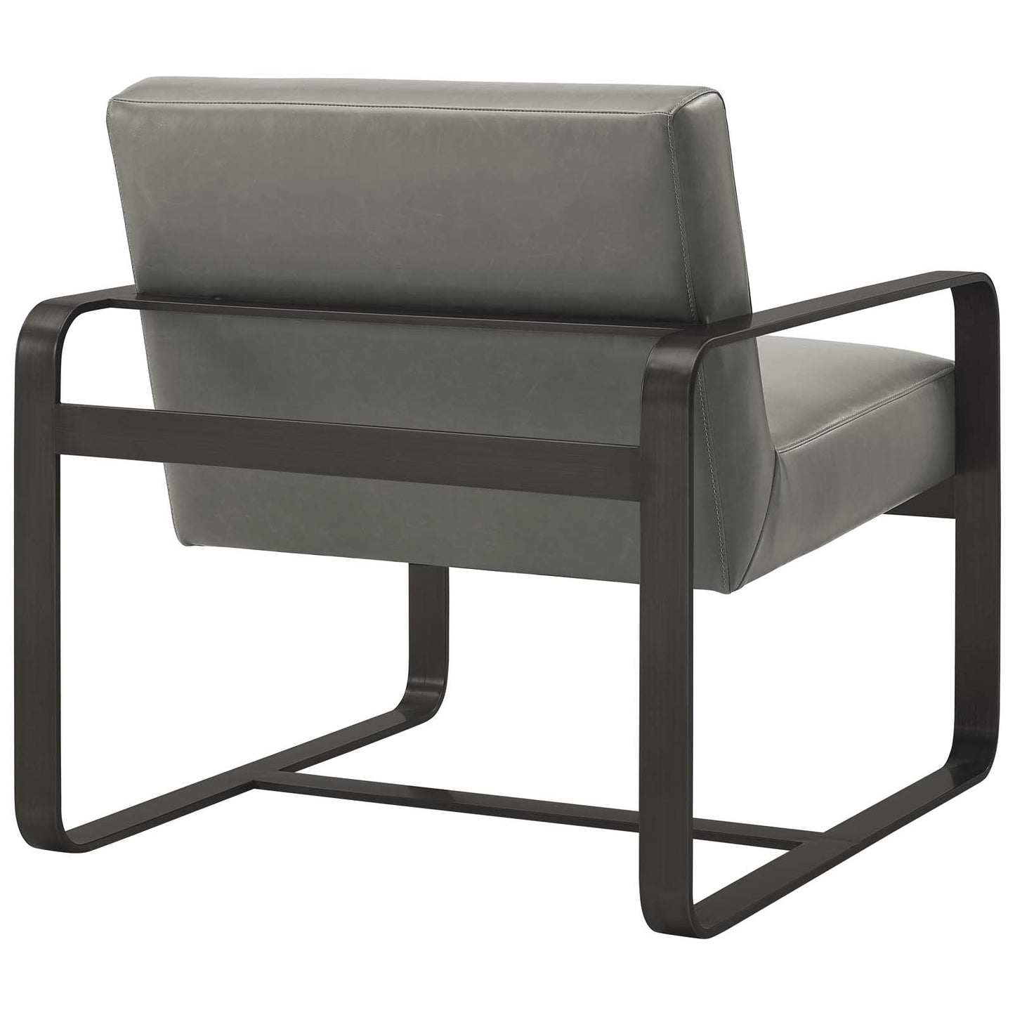 Modway Astute Contemporary Modern Upholstered Faux Leather Accent Lounge Arm Chair In Gray